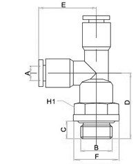 Compact Male Run Tee One Touch Fittings,Compact One Touch Fitting, Miniature Pneumatic Fittings, Air Fittings, one touch tube fittings, Pneumatic Fitting, Nickel Plated Brass Push in Fittings